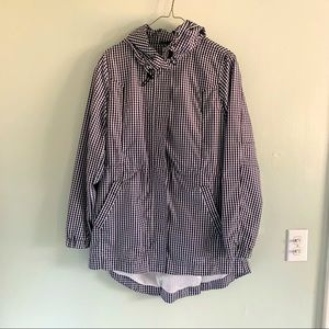 Gingham Plaid Hooded Rain Jacket
